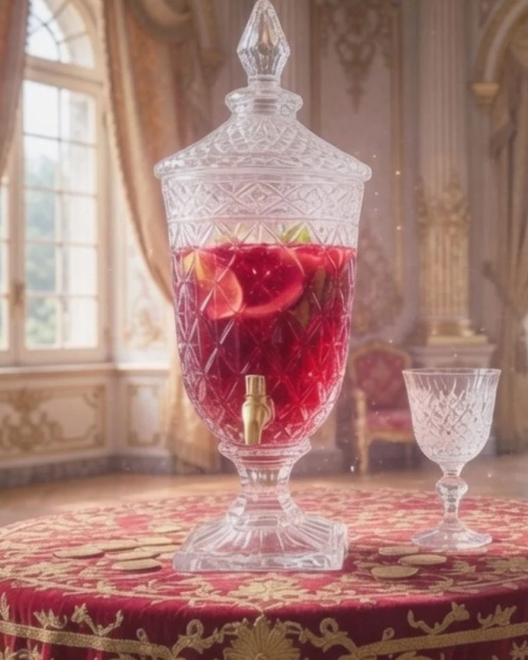 Jarra de Clericot com frutas ao lado da garrafa de Faery Tale